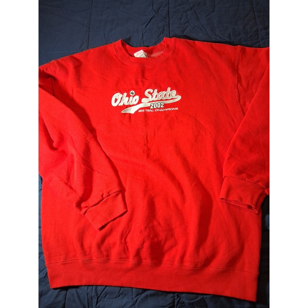 Vintage Ohio State Buckeyes Lee Men XL Sweatshirt‎ 2002 National Champions Red